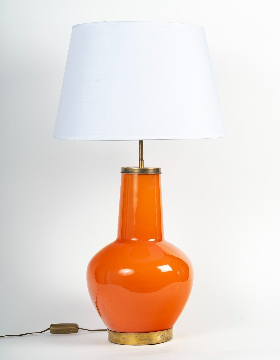 Lampe d'Ambiance En Verre Orange. Circa 1960-photo-2