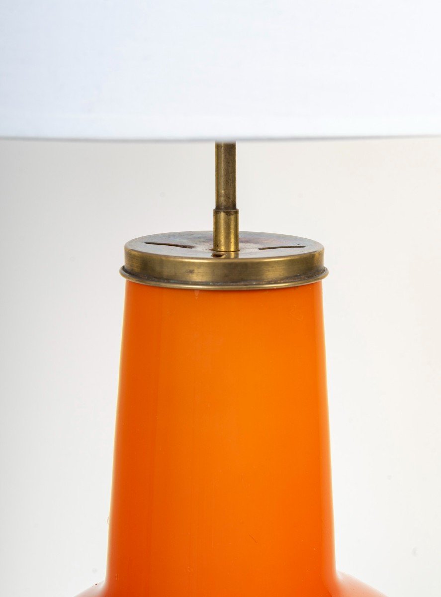 Lampe d'Ambiance En Verre Orange. Circa 1960-photo-3