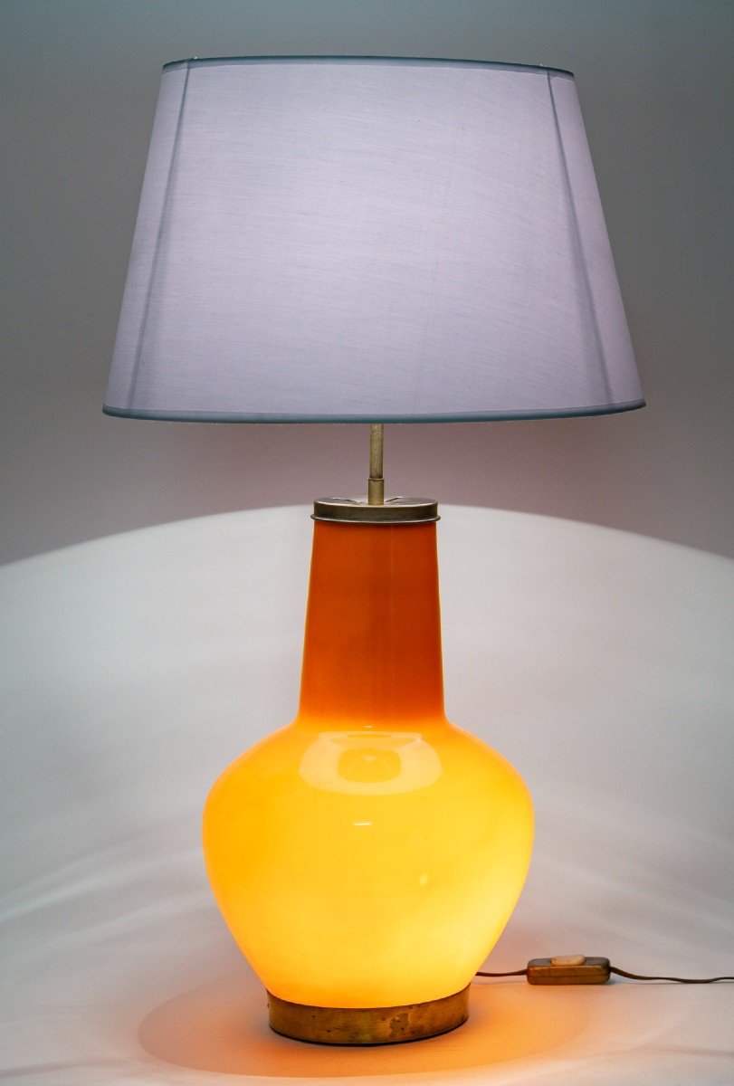 Lampe d'Ambiance En Verre Orange. Circa 1960