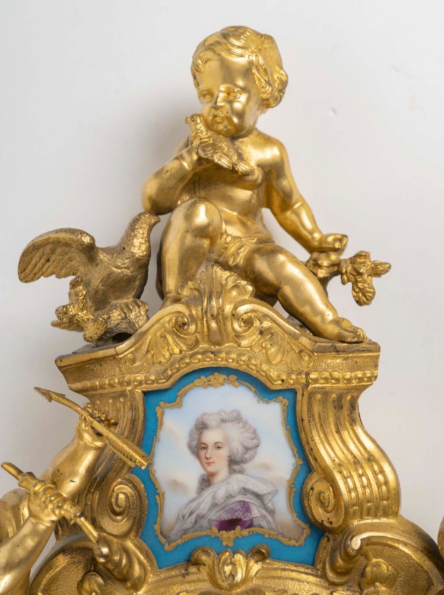 Carte  d'Applique Epoque Napoléon III En Bronze Doré Et Porcelaine Au Couple Royal. Circa 1860-photo-1