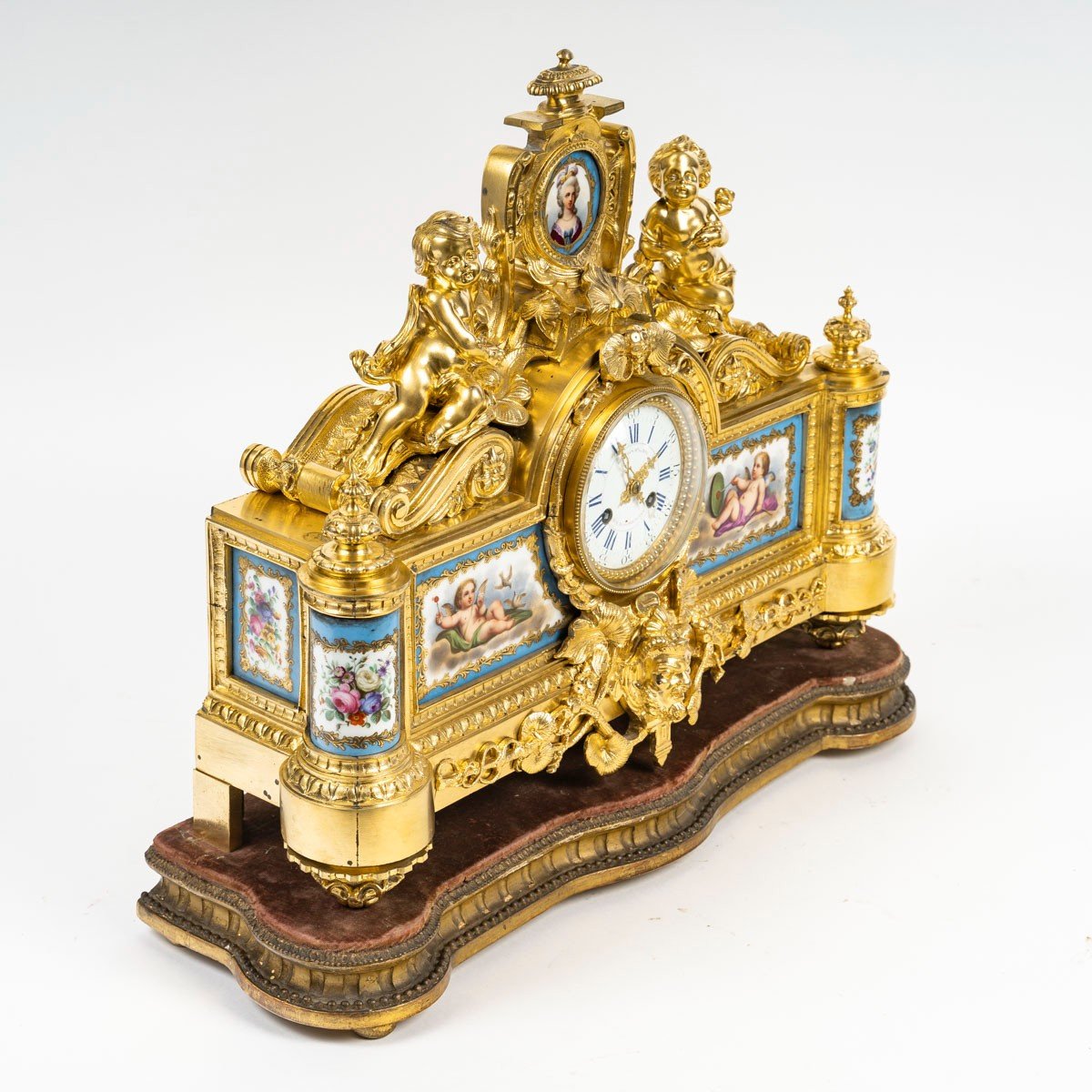 Bourdin, Horloger Du Roy - Restoration Period Clock In Gilt Bronze And Sèvres Porcelain-photo-2