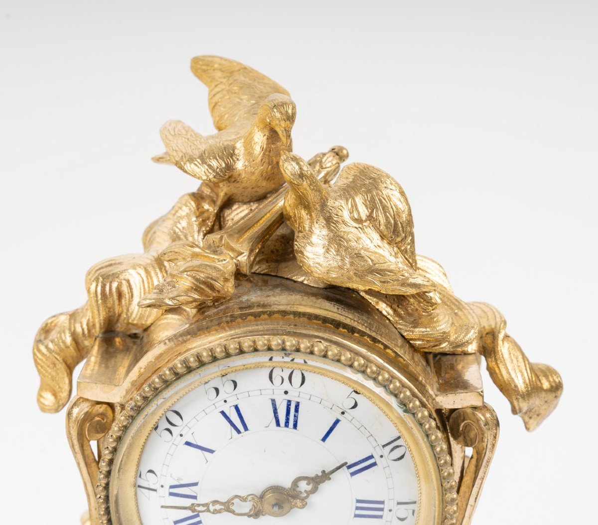 Louis XVI Style Clock, Called "engagement" Clock, In Gilt Bronze And Porcelain, Circa 1860-photo-3