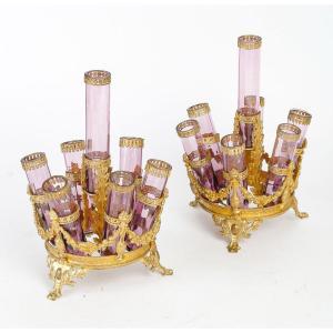 Originale Paire De Vases Montés Formant Bouquetières .paris, Circa 1880