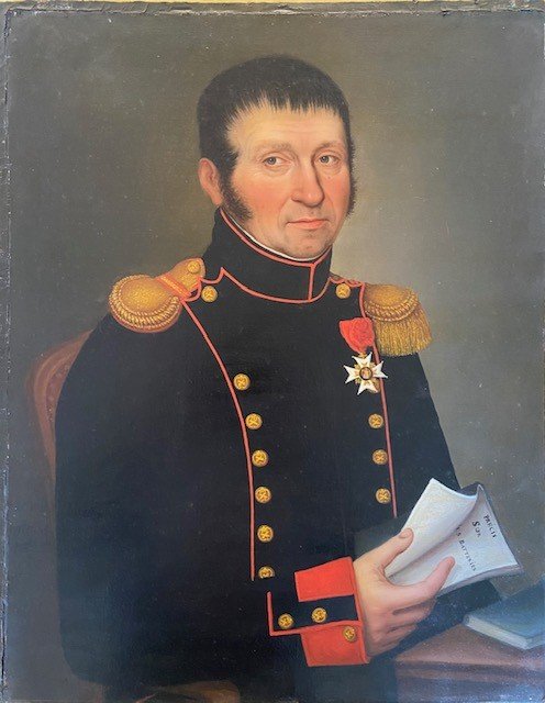 Portrait Of Officer Mr Penet, Captain Of Artillery, Oil On Canvas-photo-2