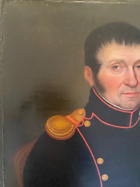 Portrait d'Officier Mr Penet, Capitaine d'Artillerie, Huile Sur Toile-photo-3