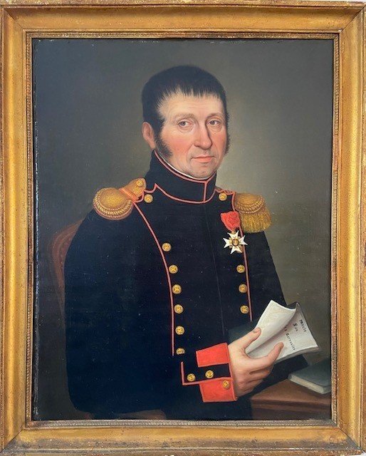 Portrait d'Officier Mr Penet, Capitaine d'Artillerie, Huile Sur Toile