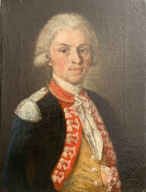 Portrait d'Officier Colonel Des Gardes Wallonnes, époque Louis XV, Huile Sur Toile-photo-2