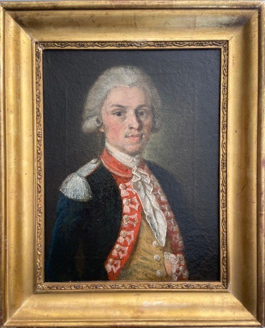 Portrait d'Officier Colonel Des Gardes Wallonnes, époque Louis XV, Huile Sur Toile