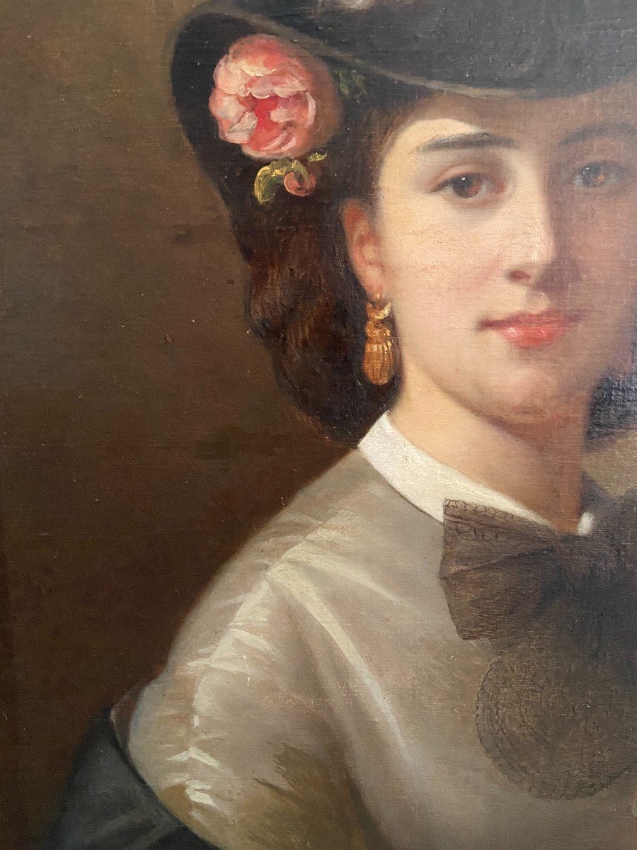 Portrait Of An Elegant Woman Signed De Pommayrac Pierre-paul Emmanuel, 19th Century, Oil On Canvas-photo-4