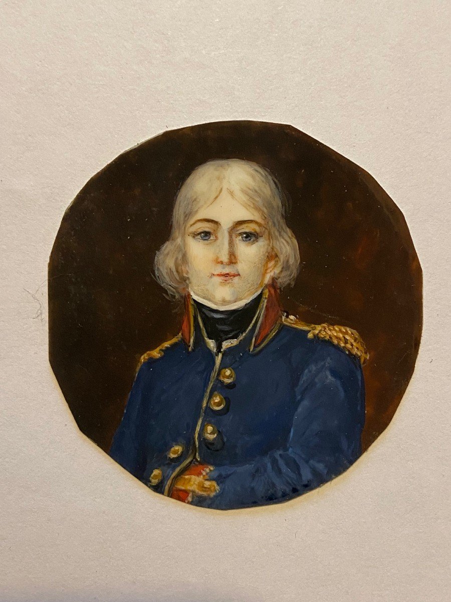 Miniature, Portrait d'Officier époque 1er Empire-photo-2