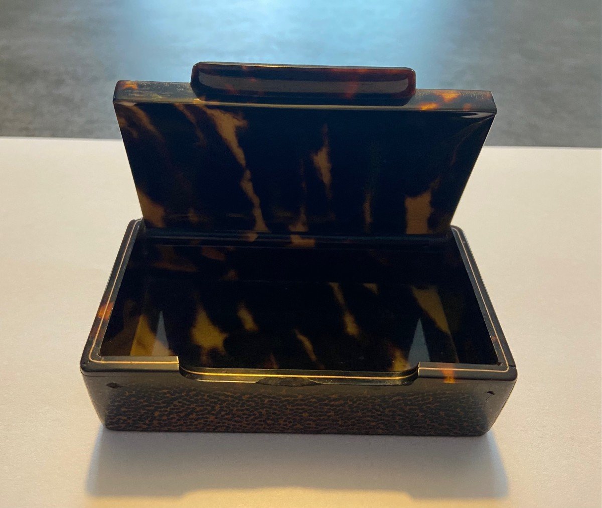 Miniature On Tortoiseshell Box, Portrait Of A Man, 19th Century-photo-4