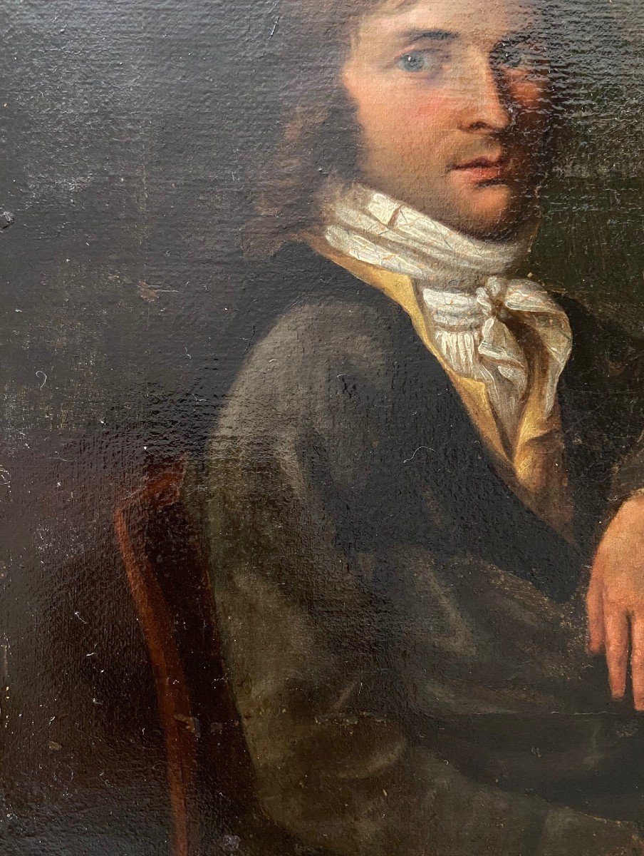 Portrait d'Homme époque Empire, Huile Sur Toile-photo-4