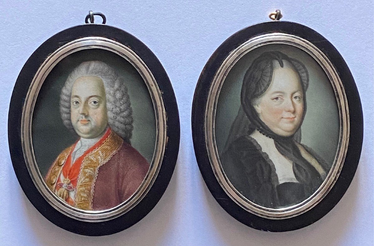 Miniatures Portraits Of Francis I Of Lorraine And Maria Theresa Of Austria