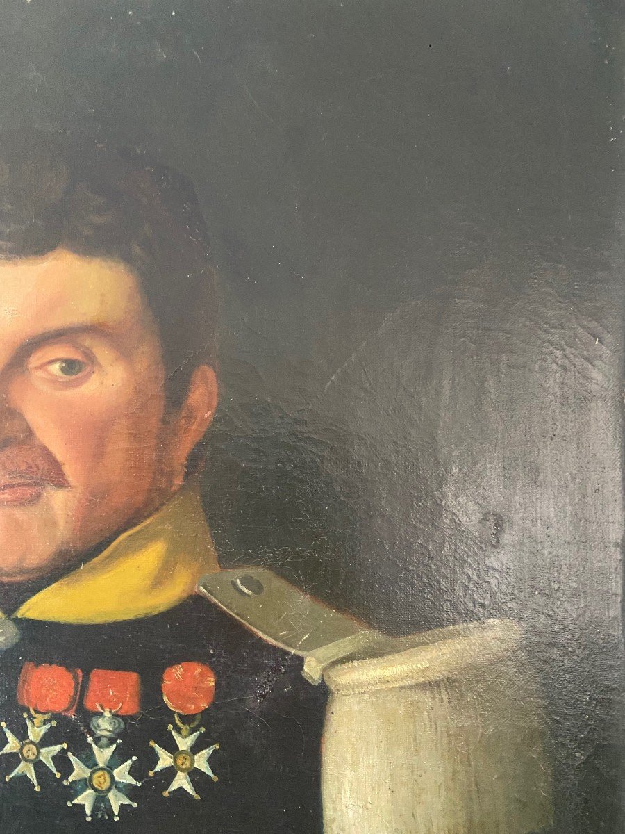 Portrait d'Officier De Chasseurs Vers 1840, Huile Sur Toile-photo-1