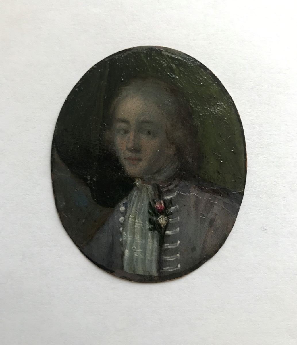 Miniature, Small Oil On Copper French School Late 18th Century-photo-2