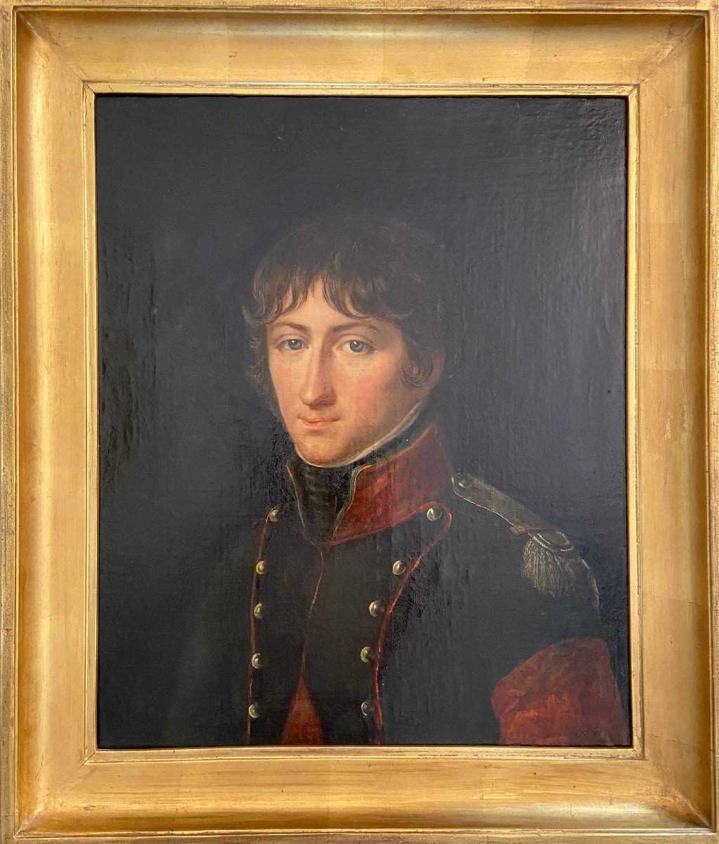 Portrait d'Officier 1er Empire, Huile Sur Toile-photo-2