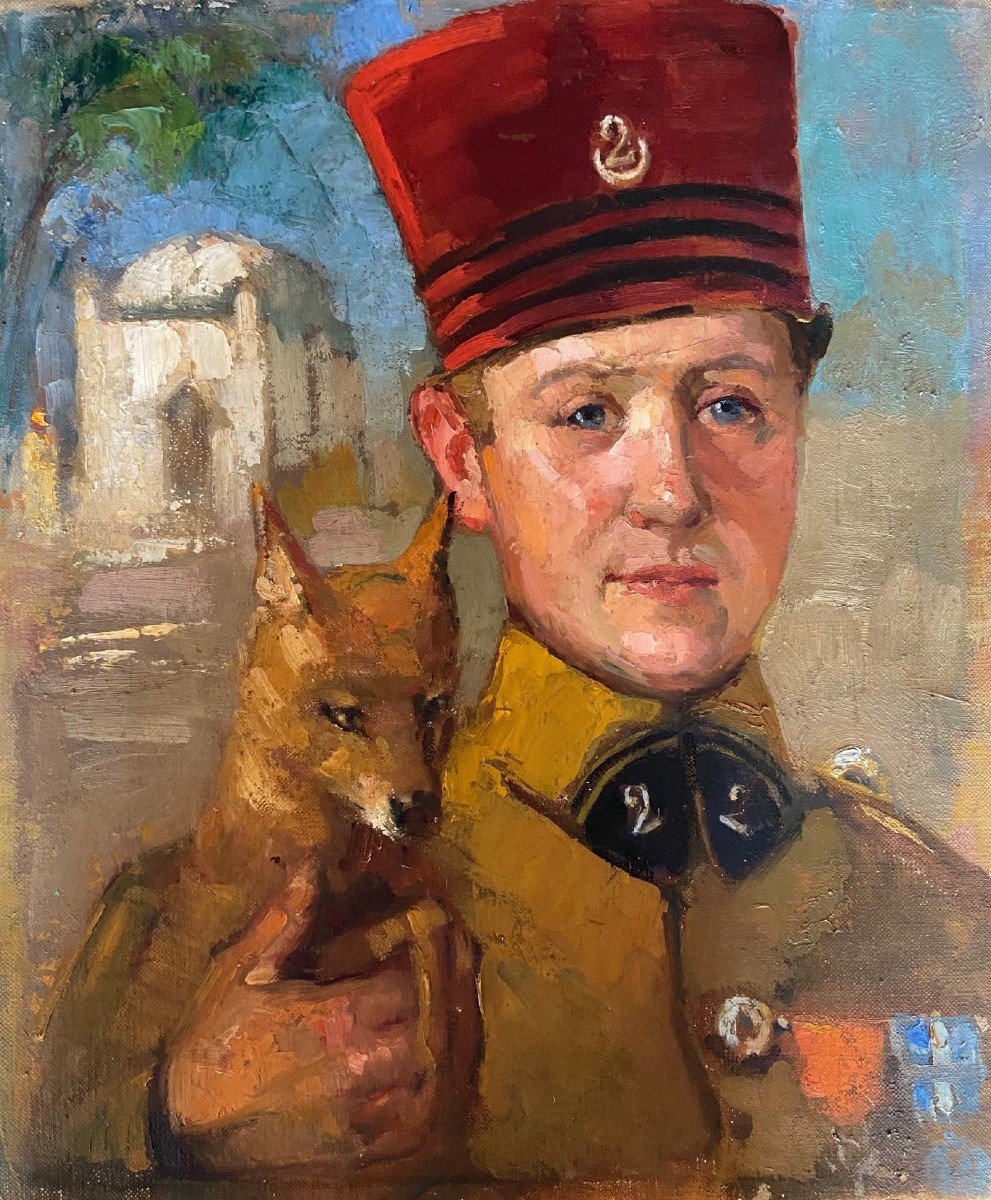 Portrait De René Perrot, Attribué à Maurice Ferdinand Perrot, Huile Sur Toile, XXème Siècle