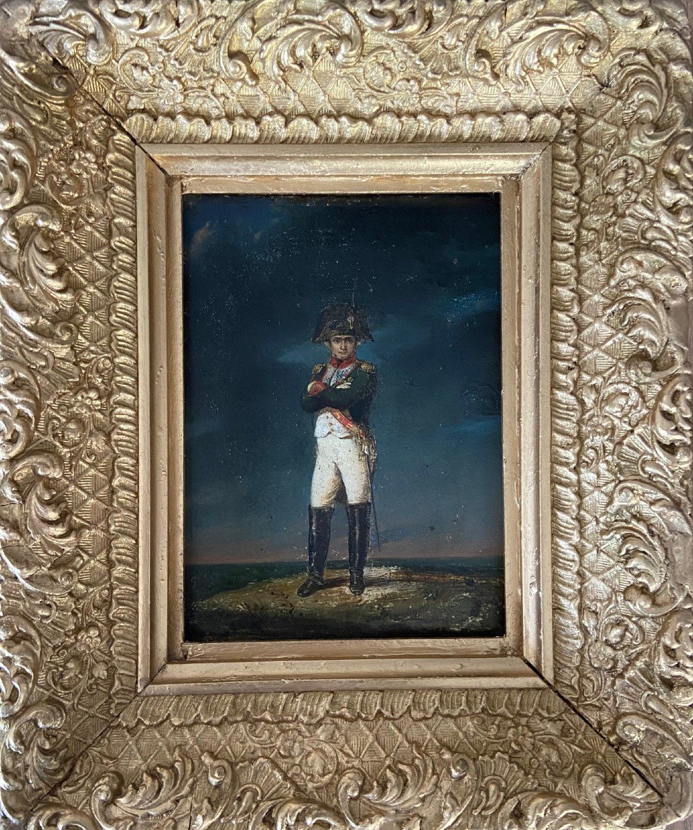 Portrait Miniature De Napoléon 1er,  époque Empire, Huile Sur Toile