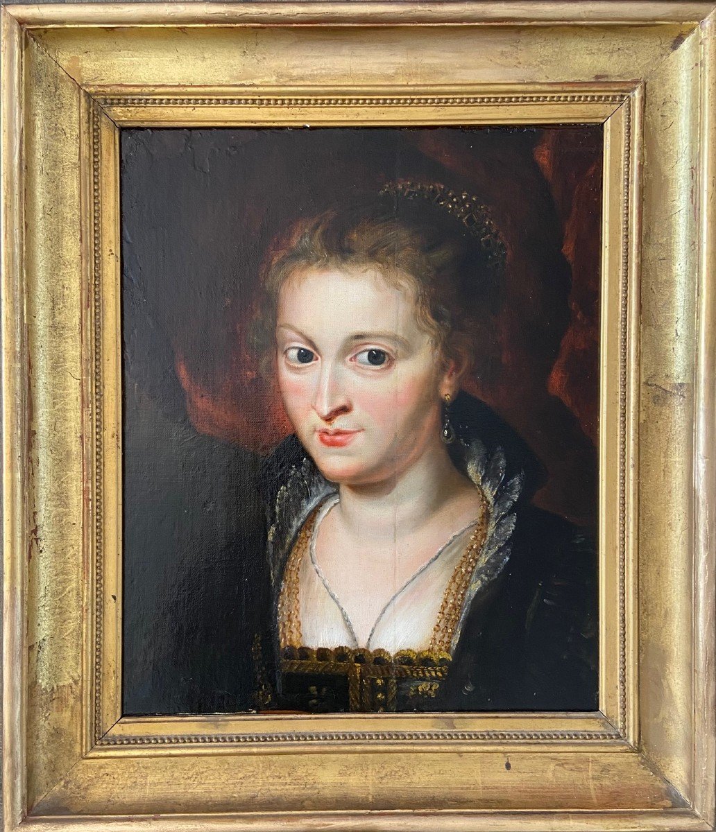 Portrait Of Suzanne Fourment, Oil On Canvas Mounted On Panel, 18th Century-photo-2