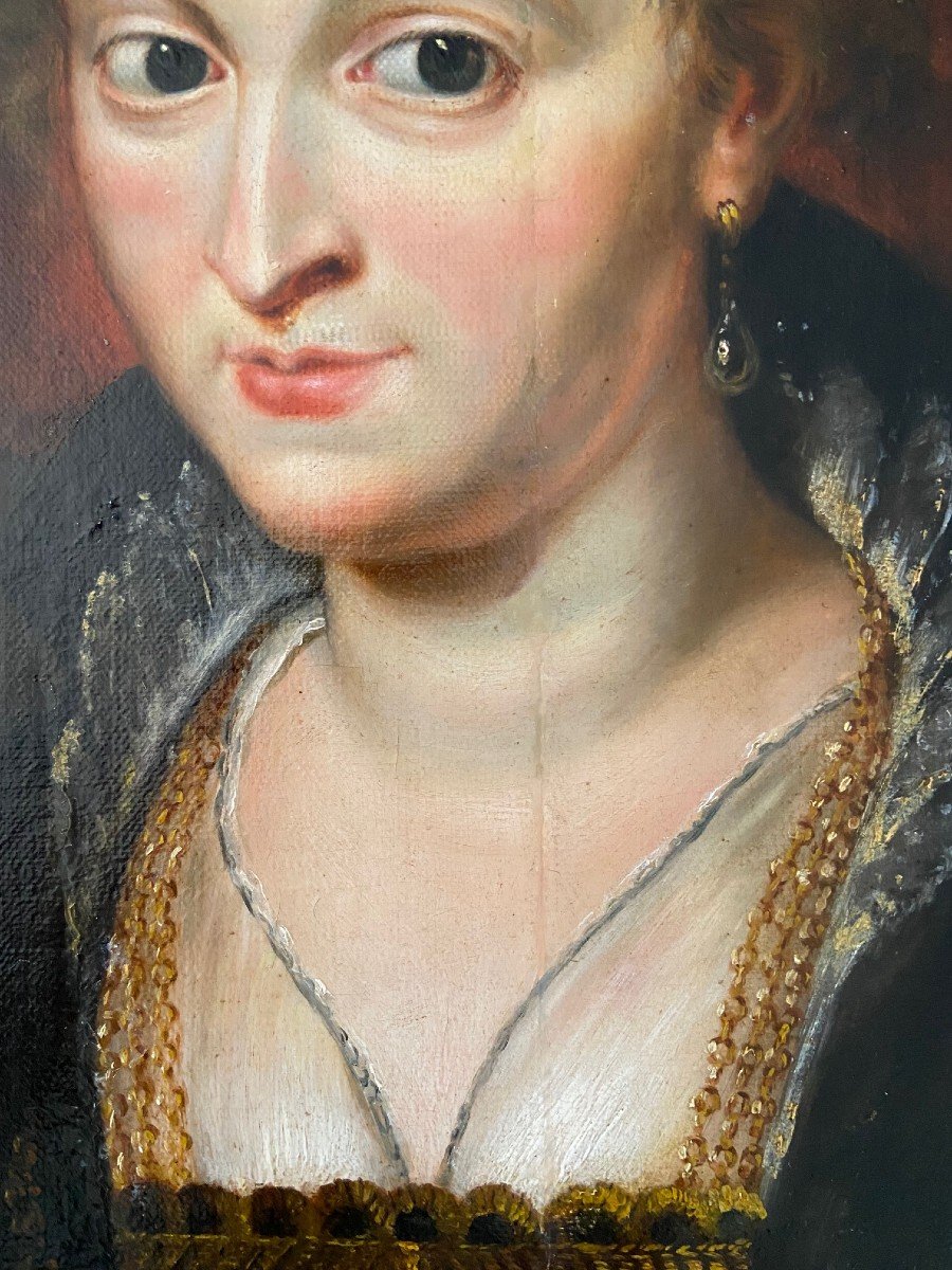 Portrait Of Suzanne Fourment, Oil On Canvas Mounted On Panel, 18th Century-photo-4