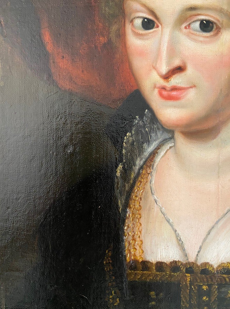 Portrait Of Suzanne Fourment, Oil On Canvas Mounted On Panel, 18th Century-photo-2