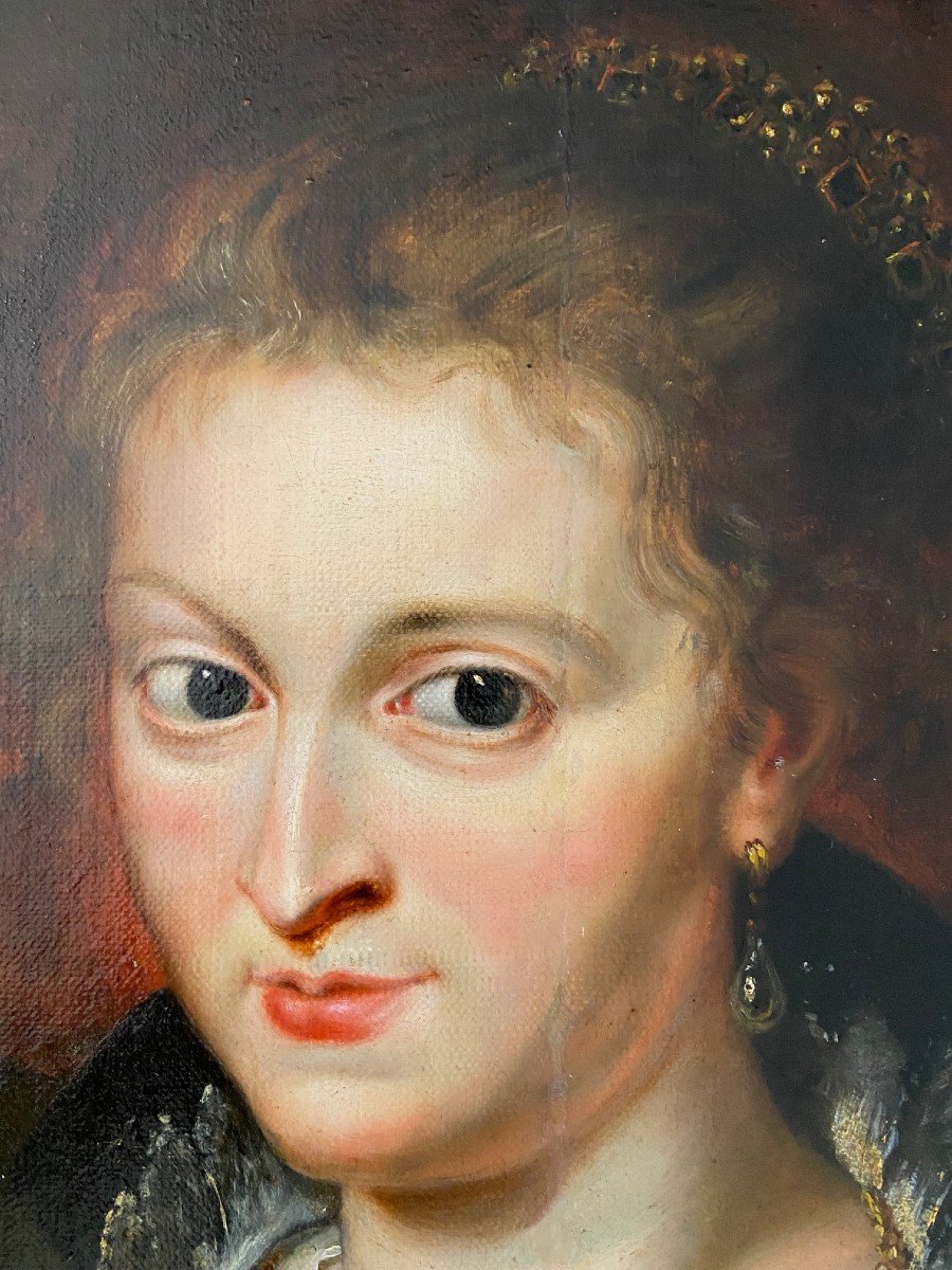 Portrait Of Suzanne Fourment, Oil On Canvas Mounted On Panel, 18th Century-photo-5