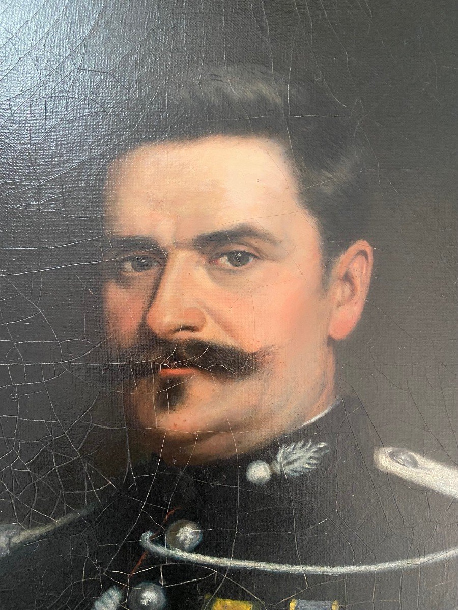 Portrait Of A Gendarme Officer, Signed Paul Lioté, Oil On Canvas, 19th Century-photo-3