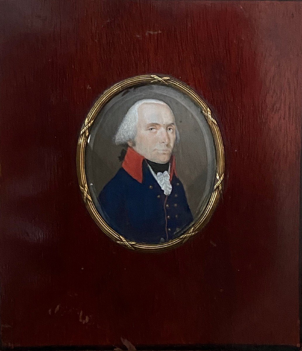 Miniature Sur Ivoire, Portrait d'Officier, Fin XVIIIème Début XIXème Siècle-photo-1