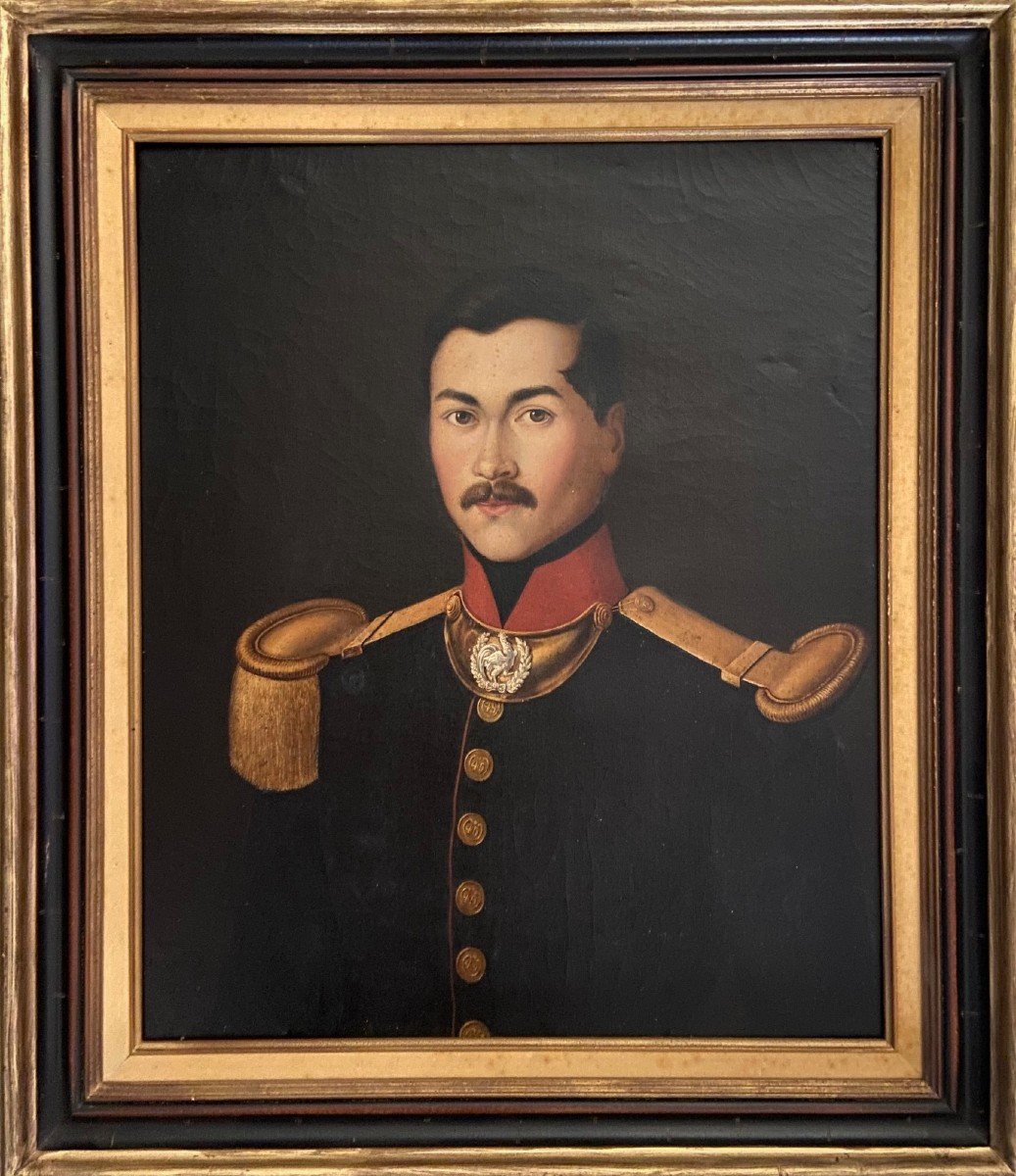 Portrait d'Officier, Garde Nationale, Monarchie Juillet 1830, Huile Sur Toile-photo-2