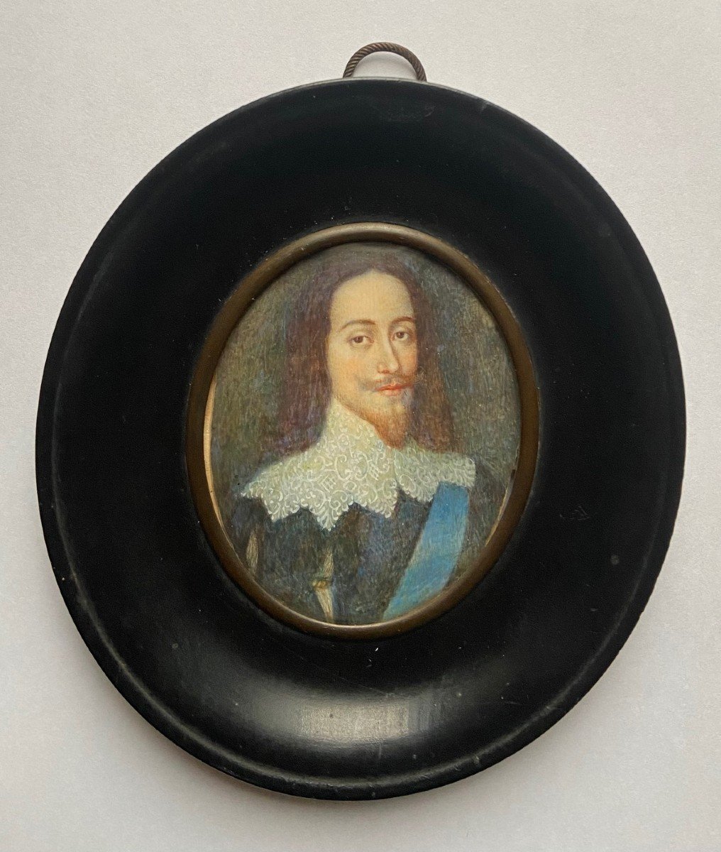 Portrait Of Charles I Of England, Miniature On Ivory, Early 18th Century