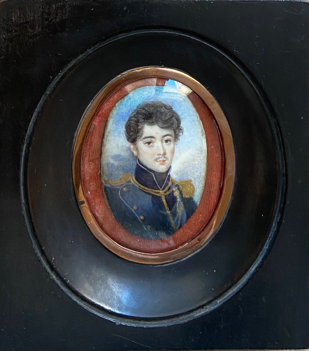 Miniature Sur Ivoire, Portrait Du Baron l'Huillier, Officier Aide De Camp, XIXème