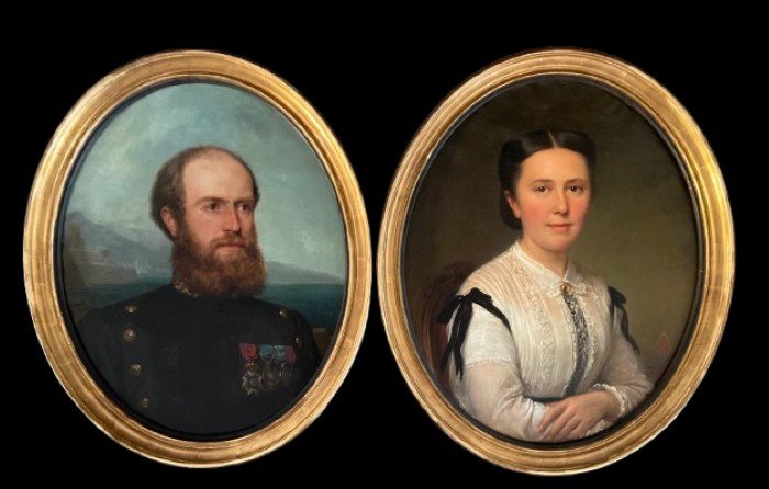 Portraits De l'Empereur Maximilien d'Autriche Et  l'Impératrice Charlotte De Belgique, Huile 