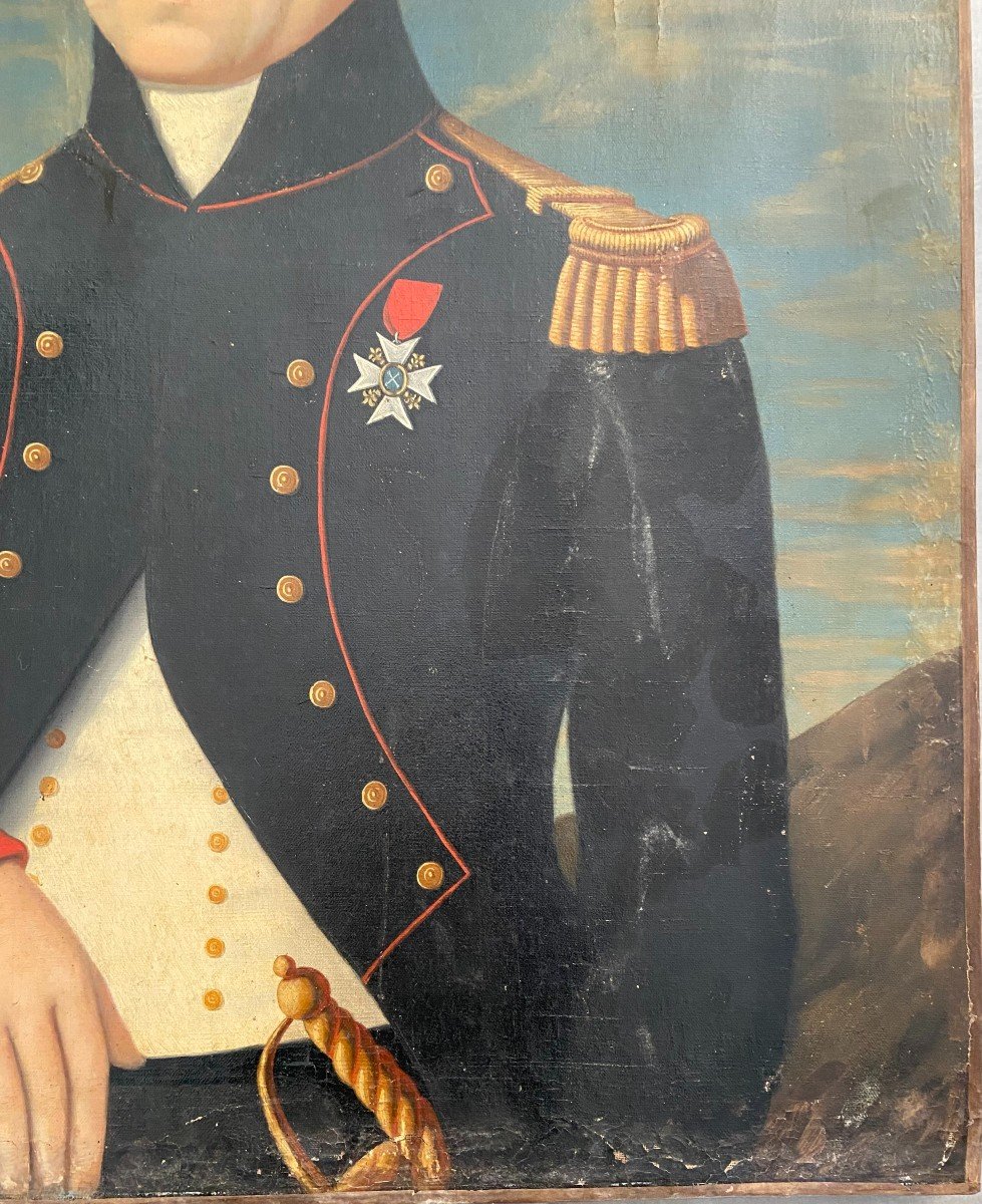 Portrait d'Officier Artillerie, époque Directoire/consulat, Huile Sur Toile Fin XVIIIème-photo-4