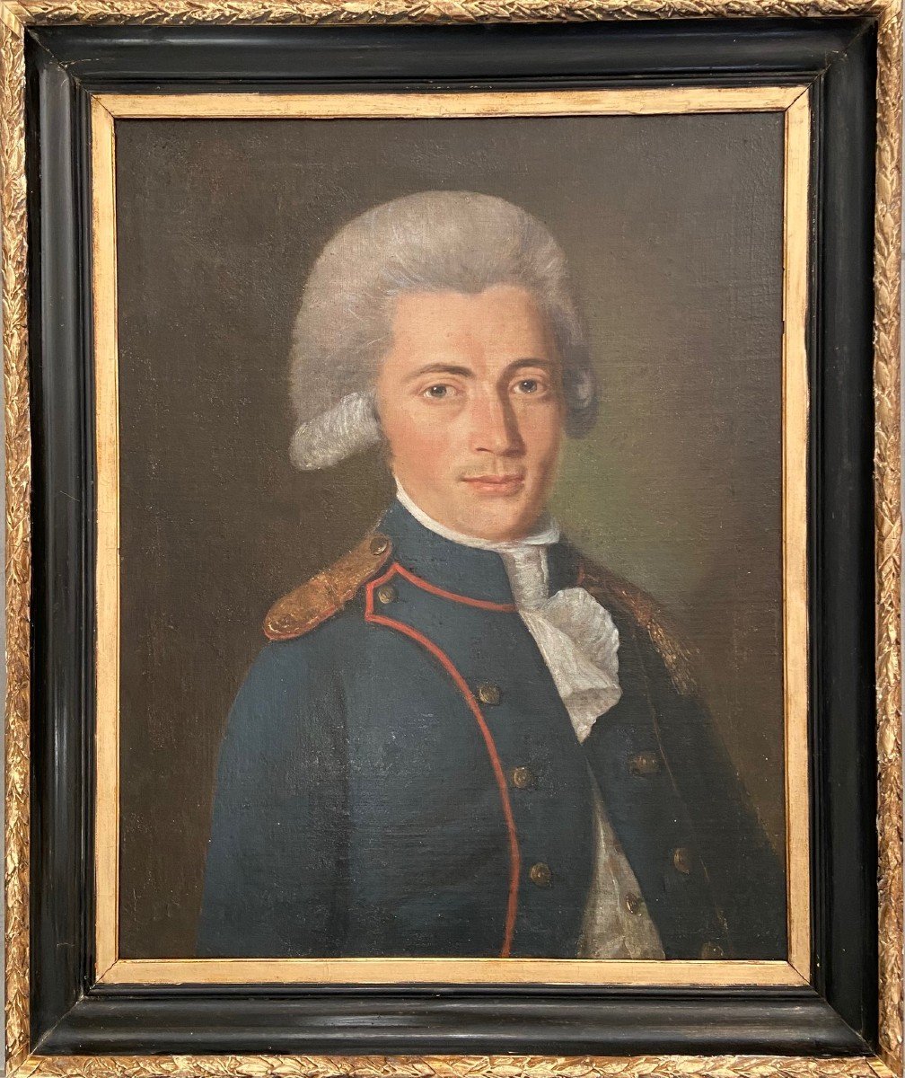 Portrait Officier Artillerie, Fin XVIIIème, Huile Sur Toile