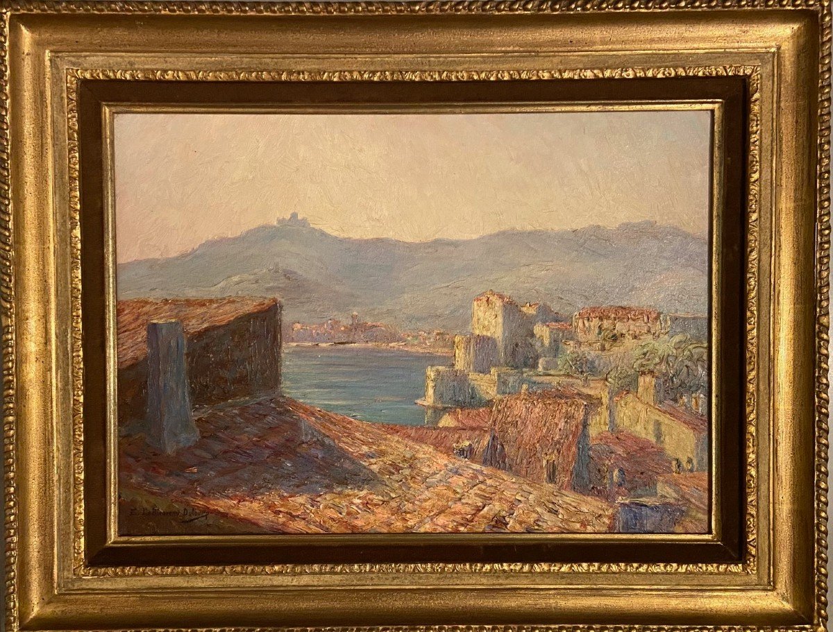 View Of Collioure By Le Bienvenu-dutourp Edmond, Oil On Canvas 20th Century