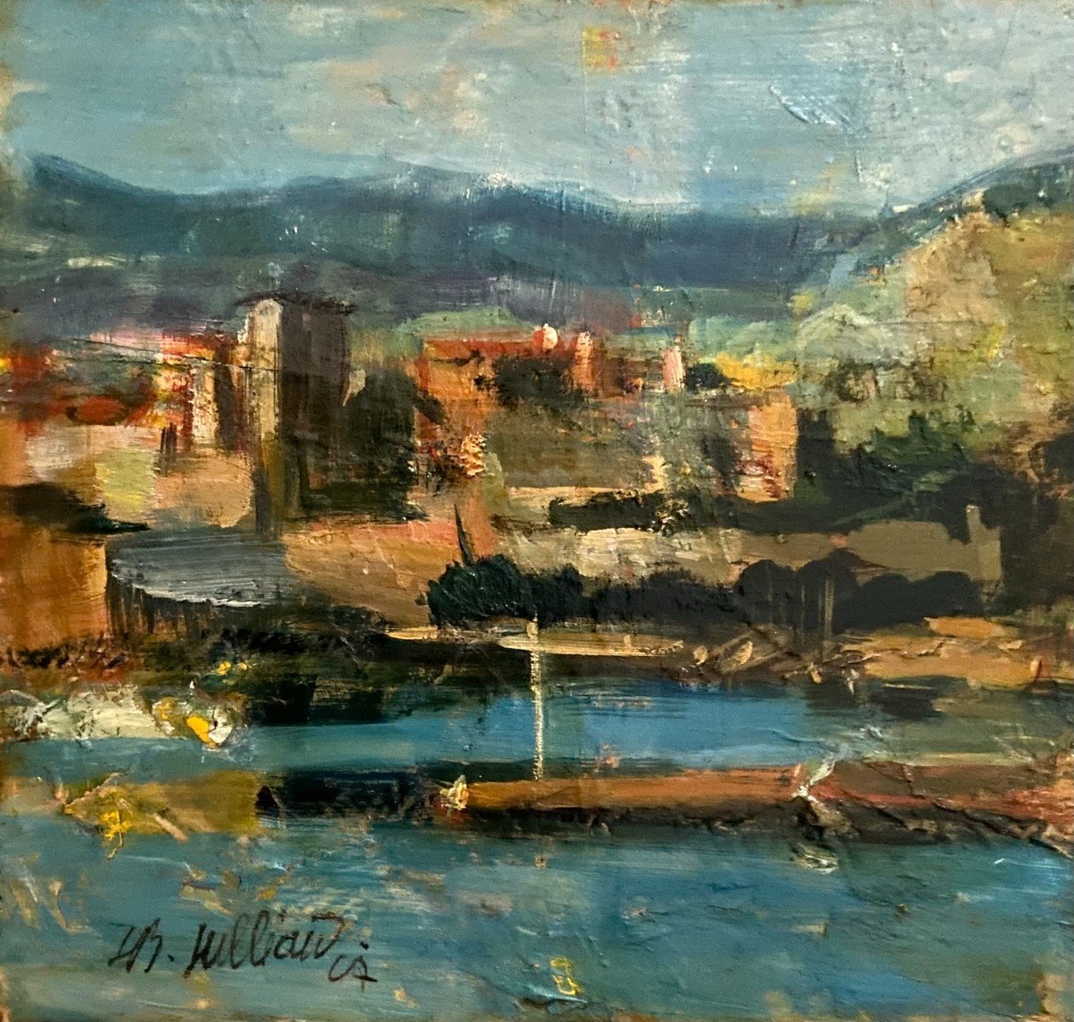 Vue De Collioure, Signé Julliard ? Huile Sur Carton Marouflée Sur Panneau Bois-photo-3