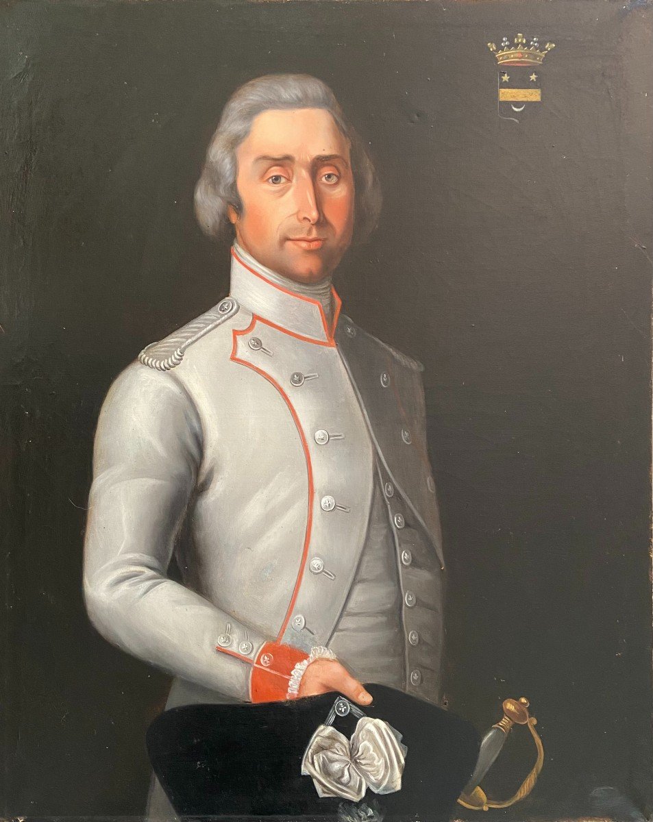 Portrait Du Chevalier d'Orcet, Capitaine Au Régiment De Beaujolais Sous Louis XVI-photo-2