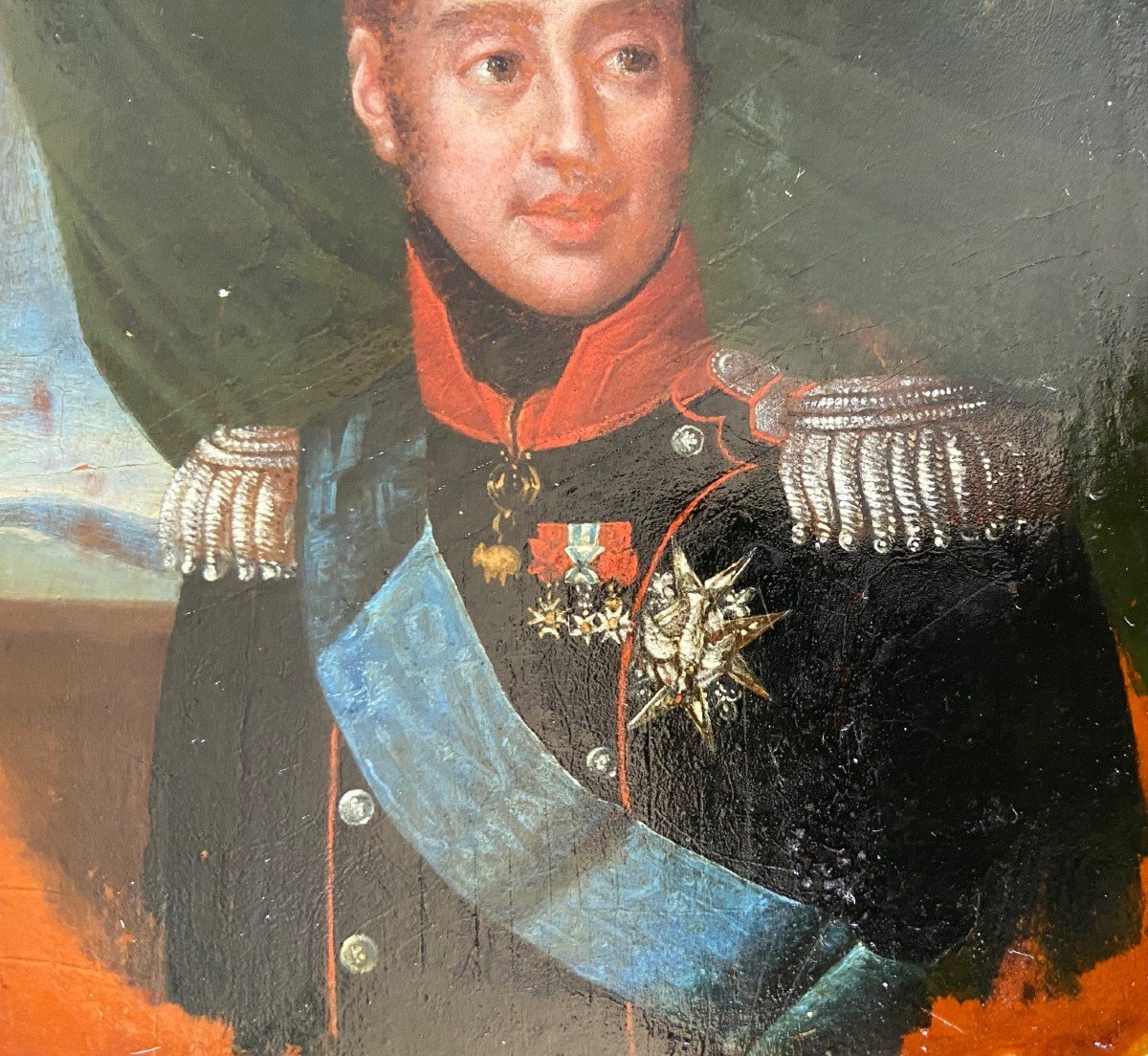 Portrait Of King Charles X, Miniature On Wood Panel From The 19th Century-photo-4