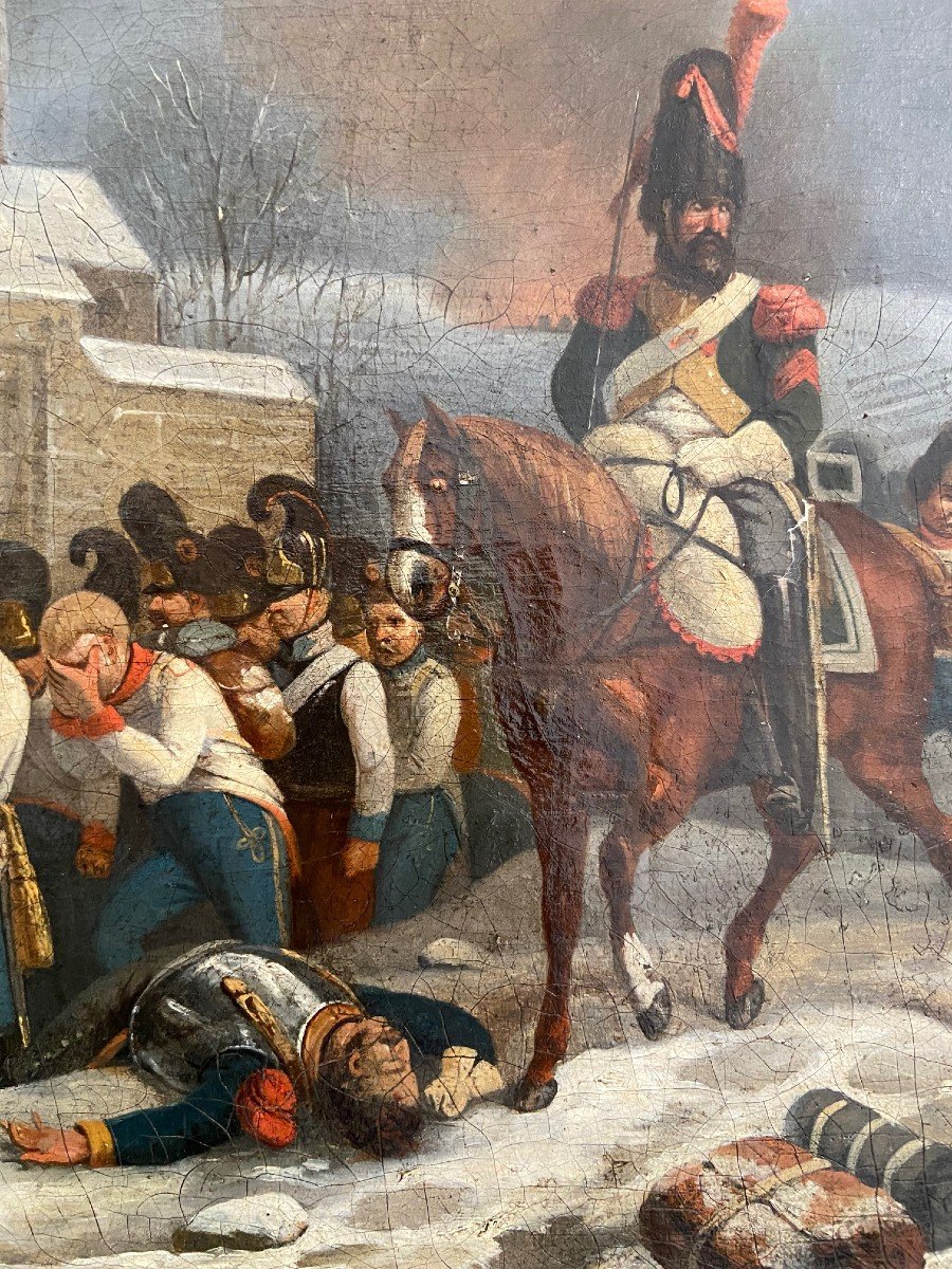 Scène Napoléonienne Vers 1812, 1er Empire, Huile Sur Toile-photo-3