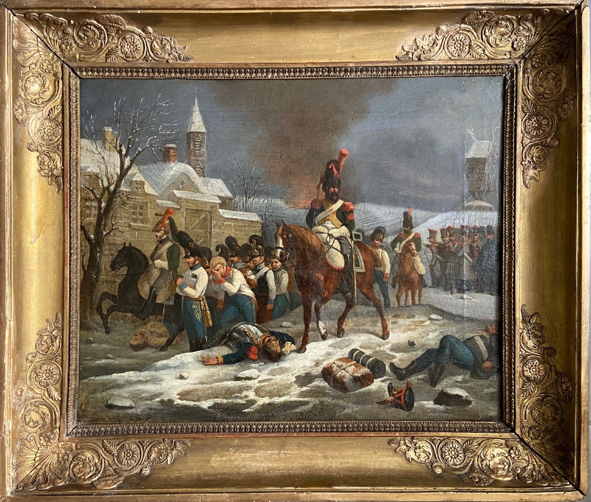 Scène Napoléonienne Vers 1812, 1er Empire, Huile Sur Toile