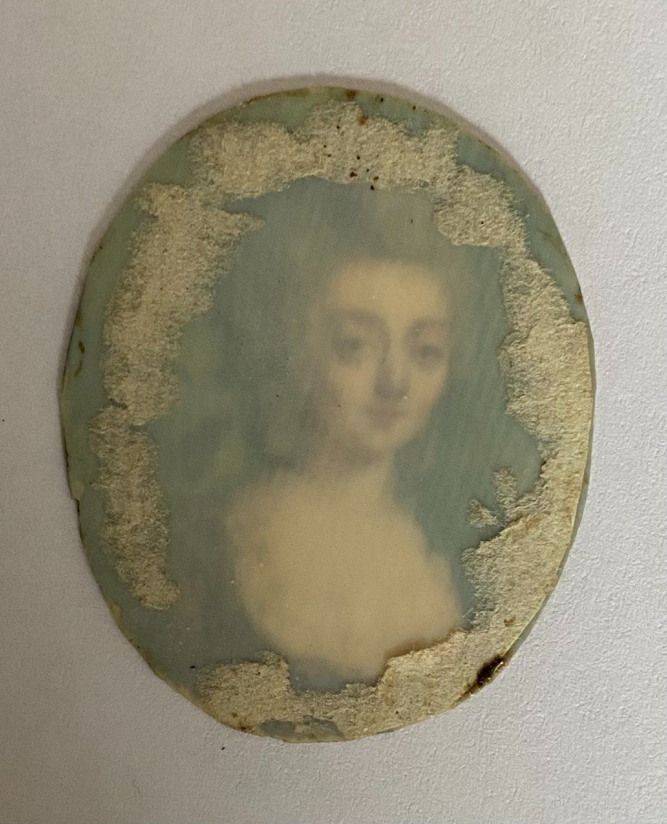 Presumed Portrait Of The Marquise De Boufflers, Miniature On Ivory, 18th Century-photo-4