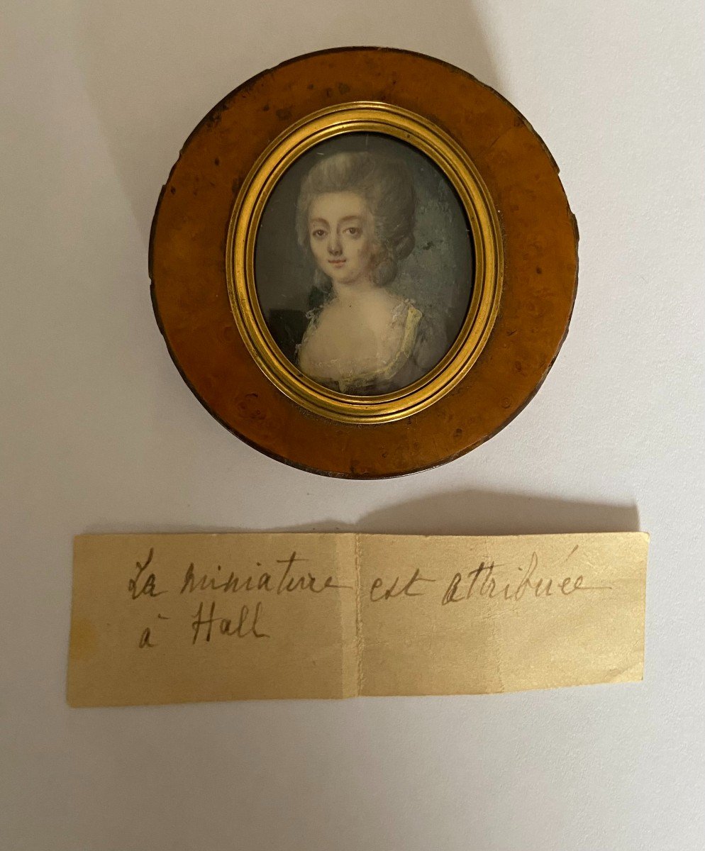 Presumed Portrait Of The Marquise De Boufflers, Miniature On Ivory, 18th Century-photo-4