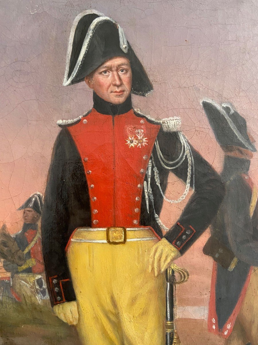 Portrait d'Officier Gendarme Vers 1816, Huile Sur Toile-photo-3