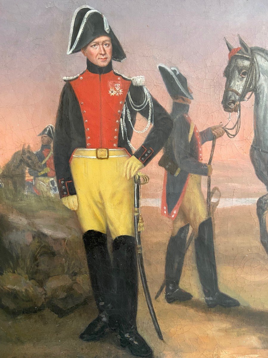 Portrait d'Officier Gendarme Vers 1816, Huile Sur Toile-photo-4