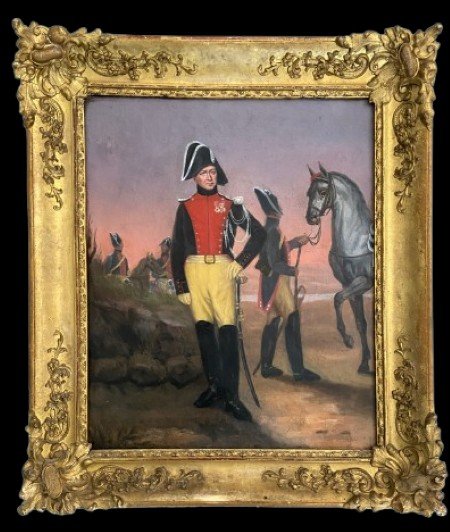 Portrait d'Officier Gendarme Vers 1816, Huile Sur Toile