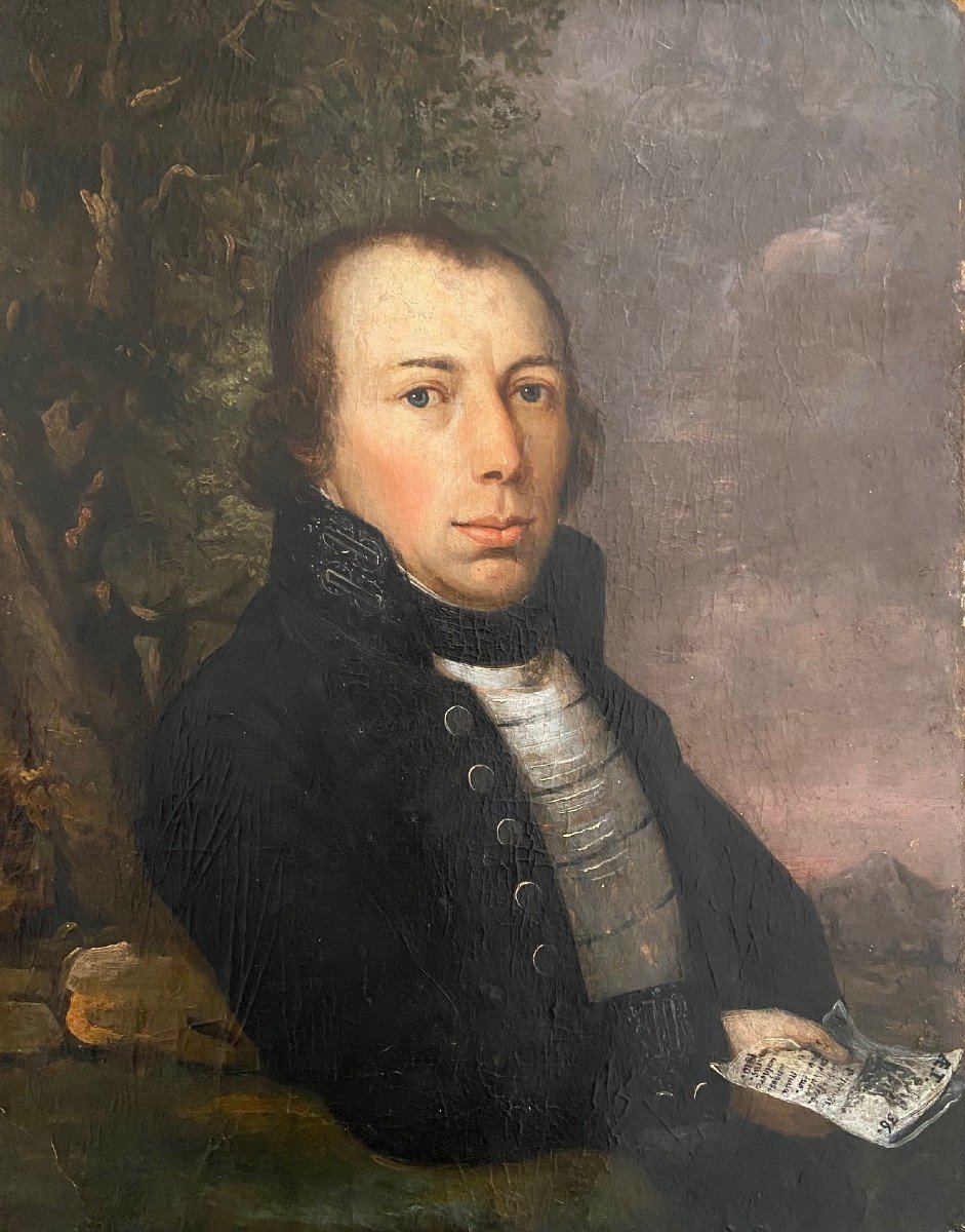 Portrait De Herr Präminenn, époque Empire, école Suisse Daté 1810-photo-2