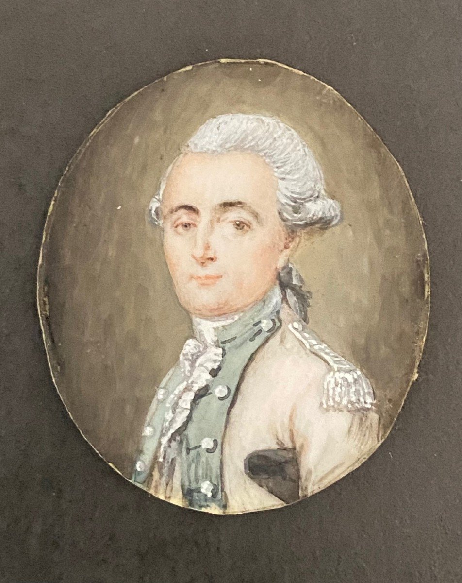 Miniature, Portrait Of An Infantry Officer, Louis XVI Period-photo-2