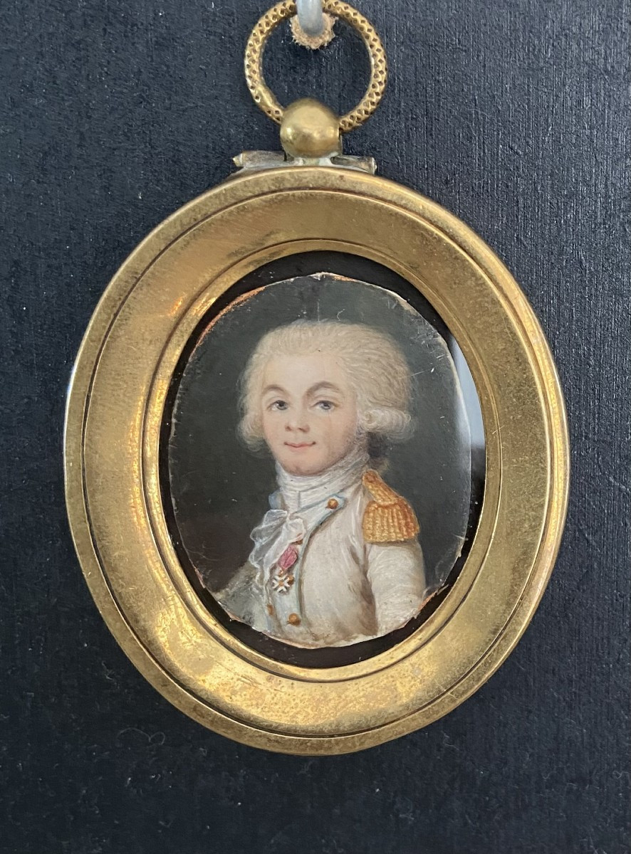 Miniature On Ivory, Portrait Of An Infantry Officer, Late 18th Century