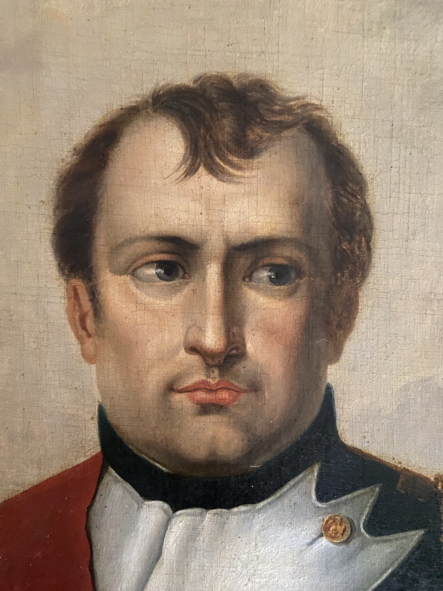 Portrait Of Napoleon Bonaparte, Oil On Canvas, Early 19th Century-photo-3