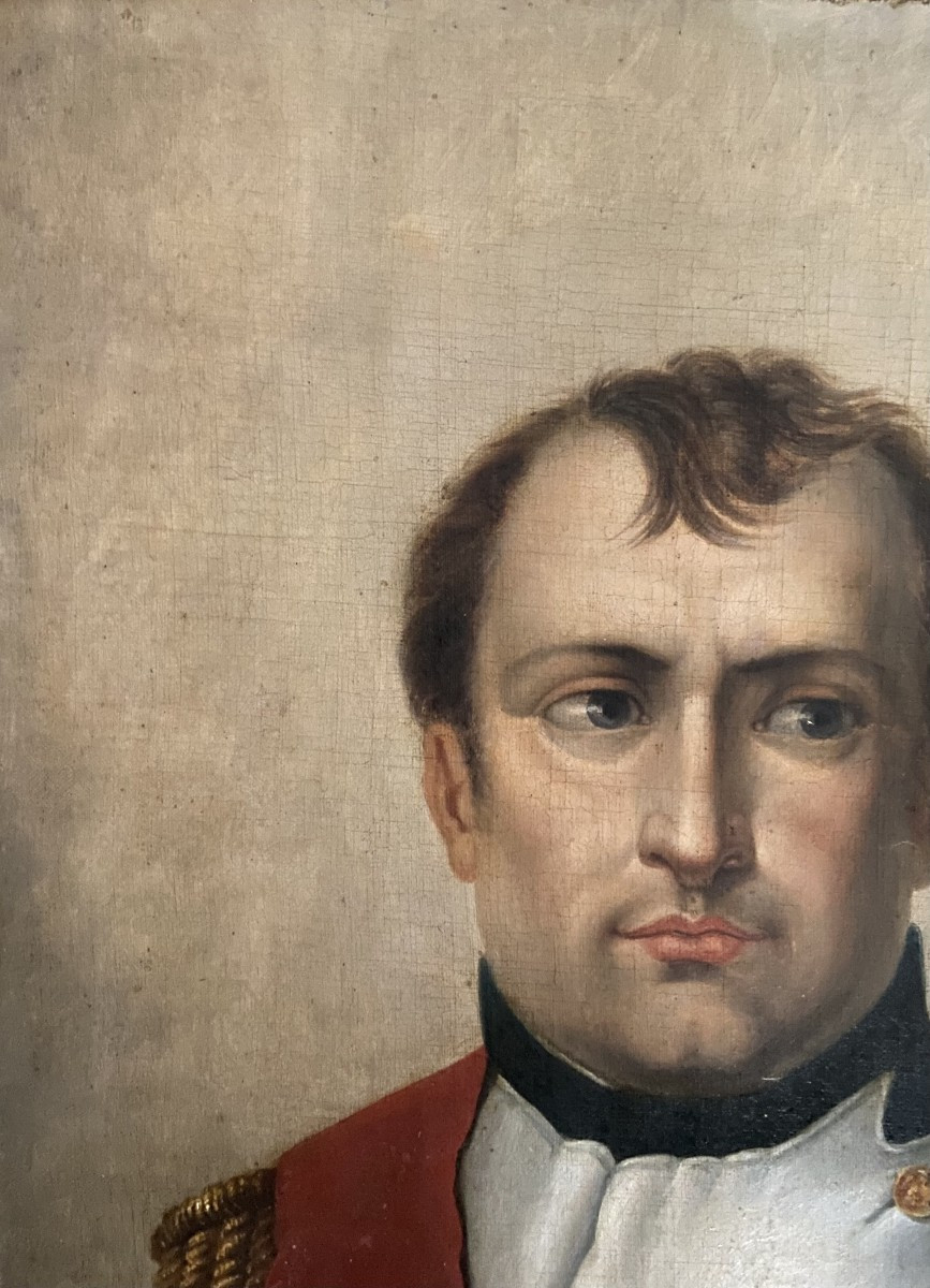 Portrait Of Napoleon Bonaparte, Oil On Canvas, Early 19th Century-photo-4